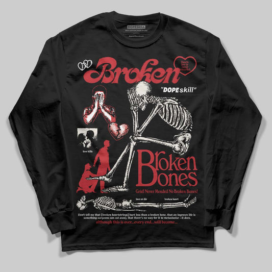 Jordan 4 “Flight Club” DopeSkill Long Sleeve T-Shirt Broken Bones Graphic Streetwear - Black