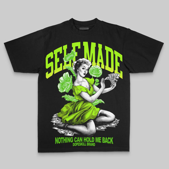 Neon Green Oversize Print Self Made DopeSkill Graphic Premium T-shirt Streetwear - Black
