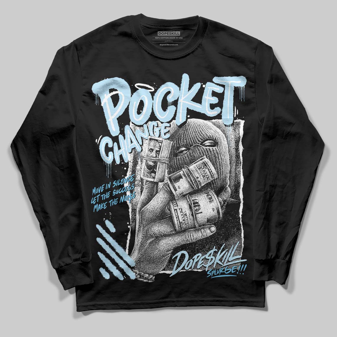 Jordan 11 Retro Legend Blue DopeSkill Long Sleeve T-Shirt Pocket Change Graphic Streetwear - black