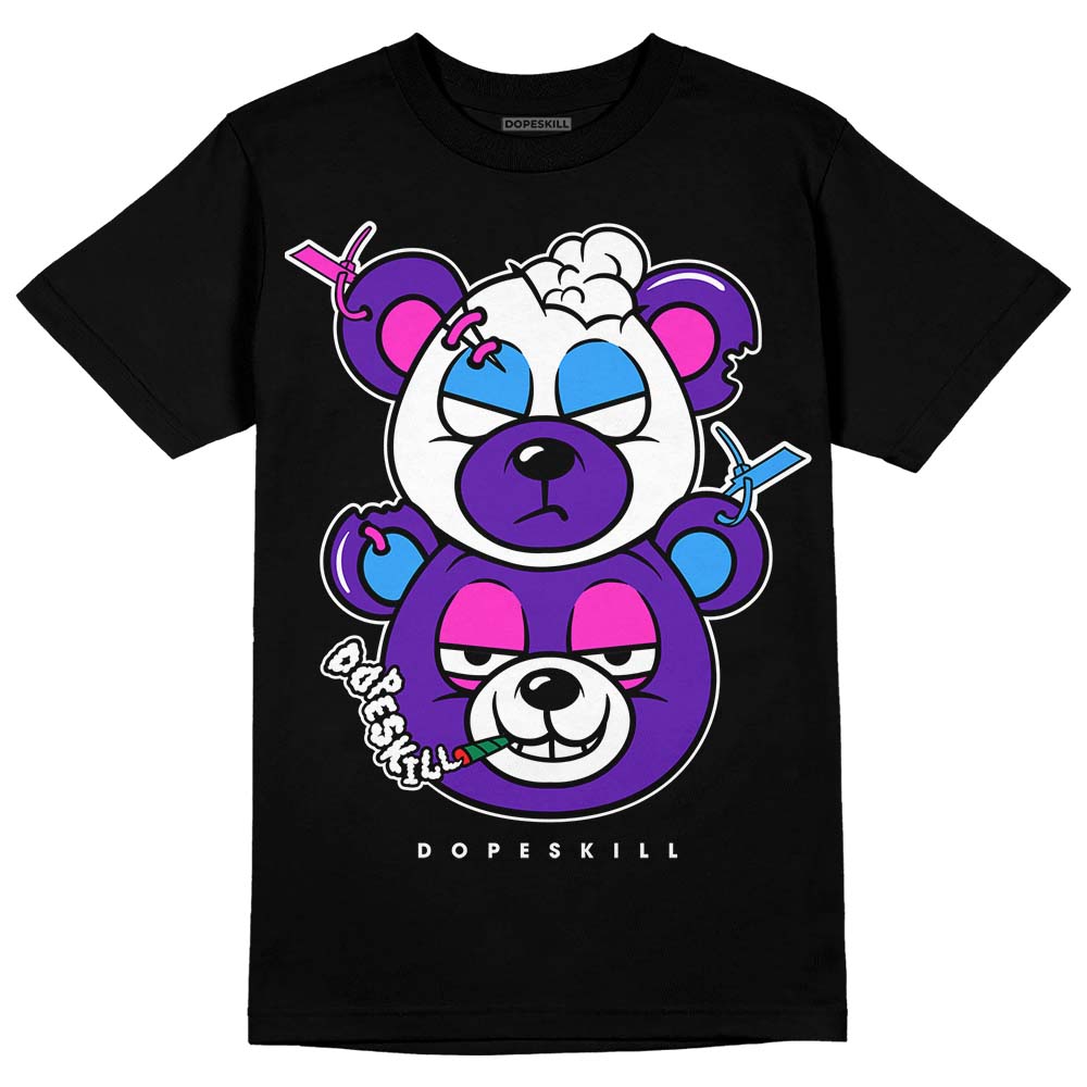 Dunk Low Championship Court Purple DopeSkill T-Shirt New Double Bear Graphic Streetwear - Black