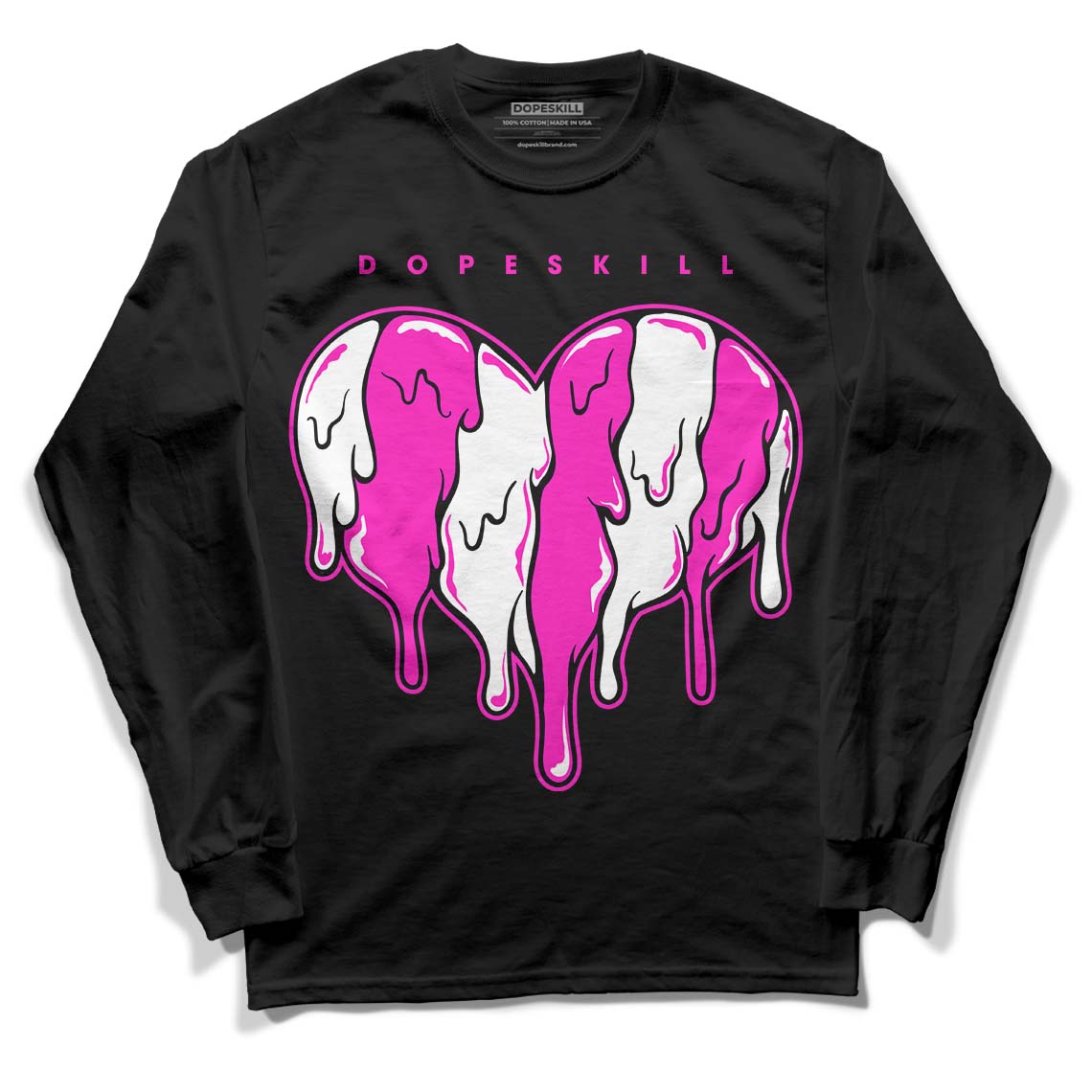 Dunk Low GS “Active Fuchsia” DopeSkill Long Sleeve T-Shirt Slime Drip Heart Graphic Streetwear - Black