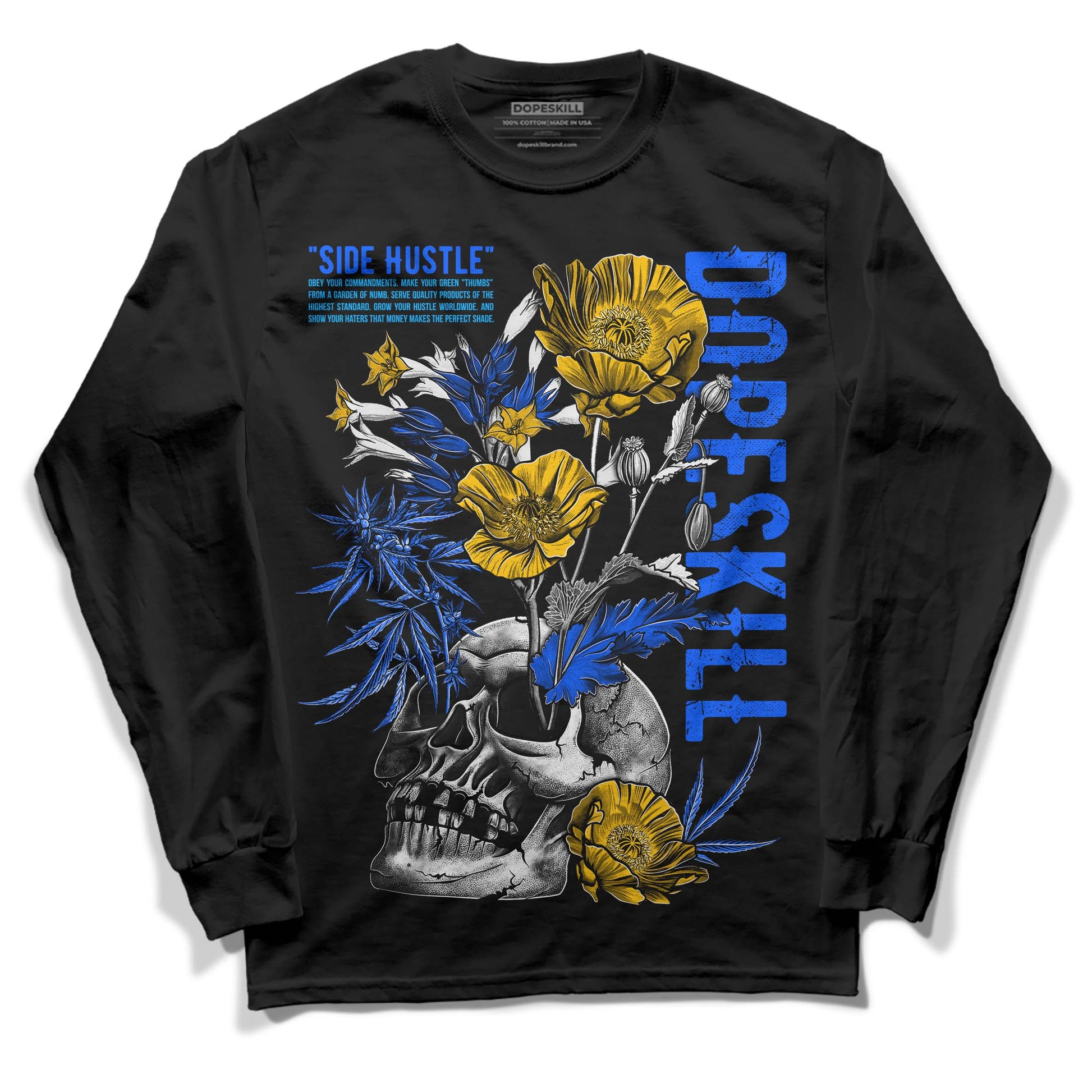 Royal Blue Sneakers DopeSkill Long Sleeve T-Shirt Side Hustle Graphic Streetwear - Black