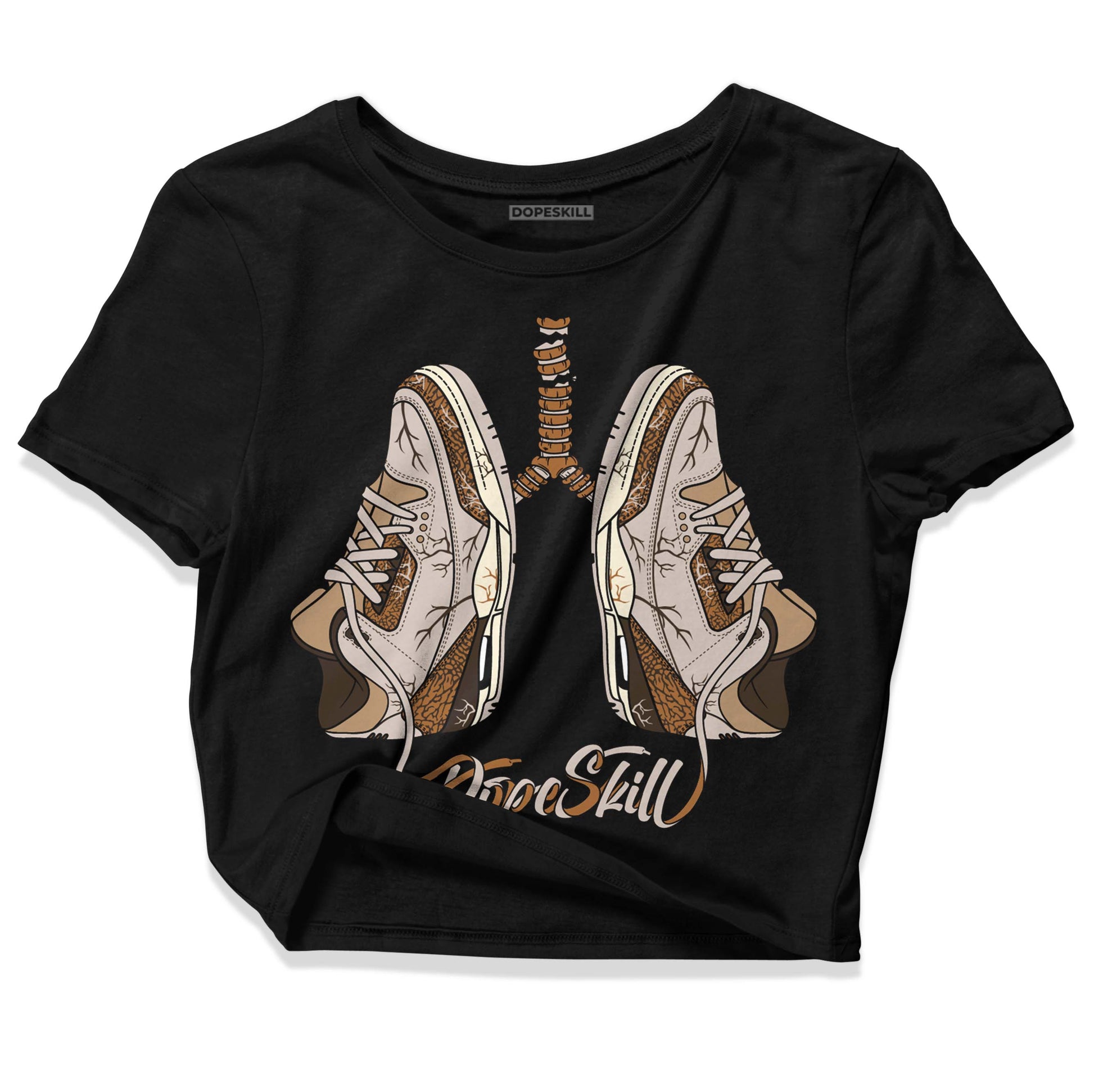 Jordan 3 Retro Palomino DopeSkill Women's Crop Top Breathe Graphic Streetwear - Black