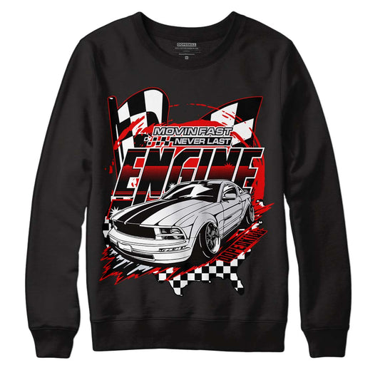 Jordan 4 Retro Red Cement DopeSkill Sweatshirt ENGINE Tshirt Graphic Streetwear - Black