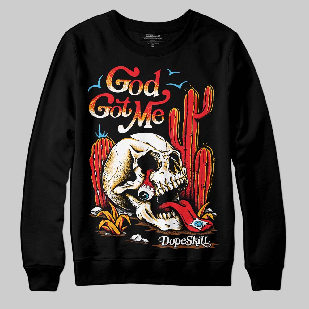 Red Sneakers DopeSkill Sweatshirt God Got Me Graphic Streetwear - Black