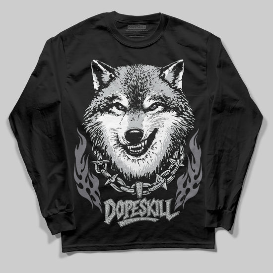 Jordan 12 Black Wolf Grey DopeSkill Long Sleeve T-Shirt Wolf Grey Graphic Streetwear - Black