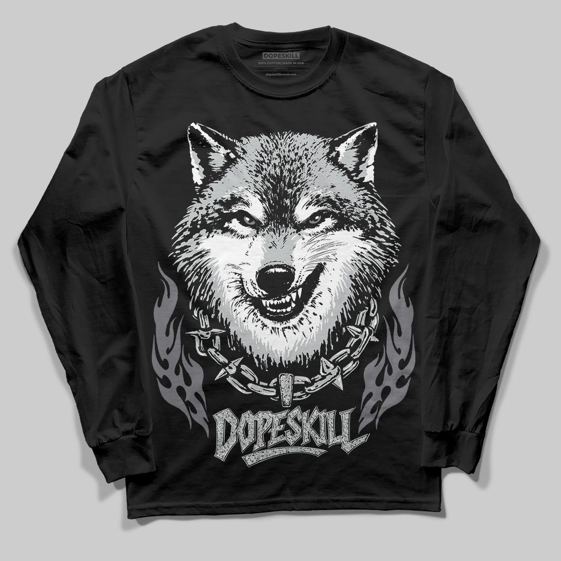 Jordan 12 Black Wolf Grey DopeSkill Long Sleeve T-Shirt Wolf Grey Graphic Streetwear - Black
