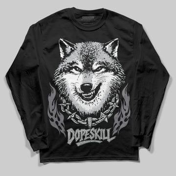 Jordan 12 Black Wolf Grey DopeSkill Long Sleeve T-Shirt Wolf Grey Graphic Streetwear - Black