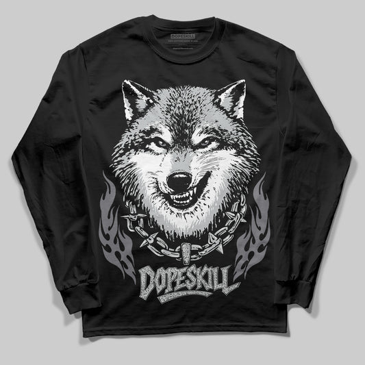 Jordan 12 Black Wolf Grey DopeSkill Long Sleeve T-Shirt Wolf Grey Graphic Streetwear - Black