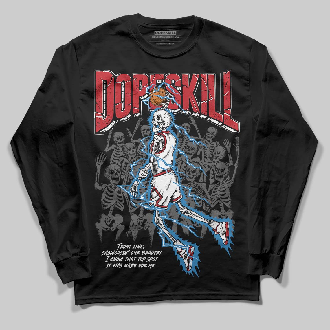 Jordan 5 Retro Fire Red Black Tongue (2025) DopeSkill Long Sleeve T-Shirt Thunder Dunk Graphic Streetwear - Black