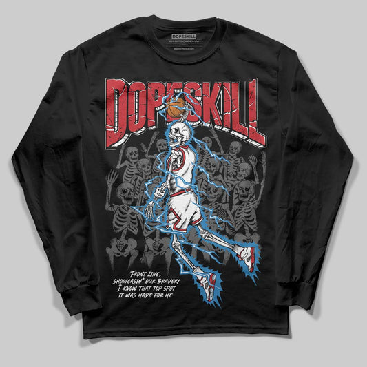 Jordan 5 Retro Fire Red Black Tongue (2025) DopeSkill Long Sleeve T-Shirt Thunder Dunk Graphic Streetwear - Black