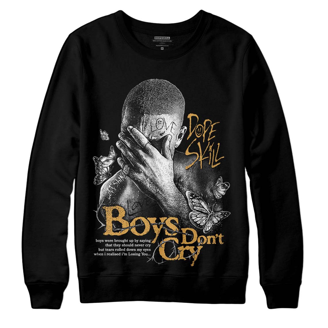 Jordan 11 "Gratitude" DopeSkill Sweatshirt Boys Don't Cry Graphic Streetwear - Black