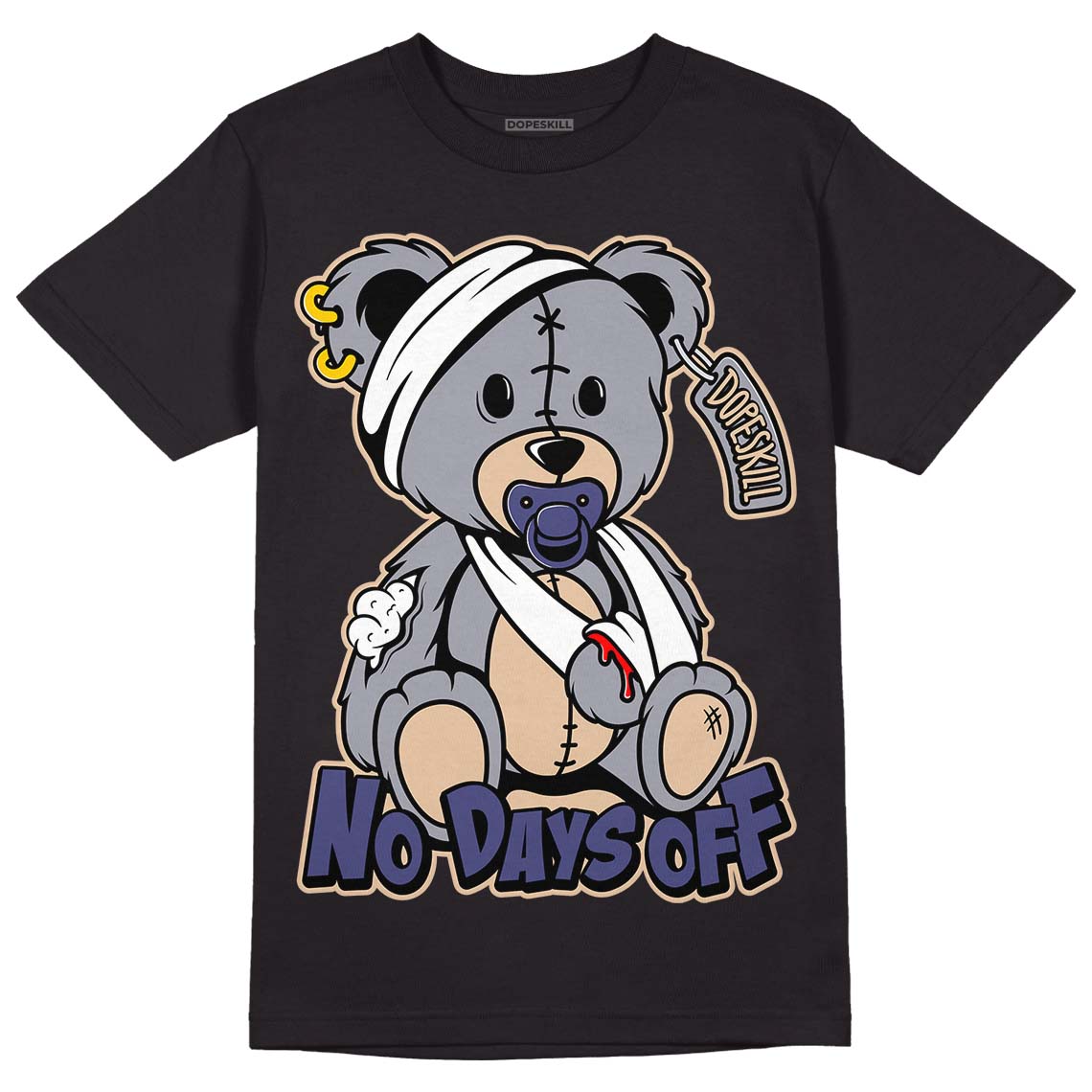 Jordan 4 Retro Frozen Moments DopeSkill T-Shirt Hurt Bear Graphic Streetwear - Black 