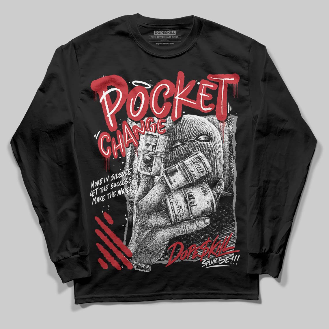 Jordan 1 Low OG "Chicago" DopeSkill Long Sleeve T-Shirt Pocket Change Graphic Streetwear - black