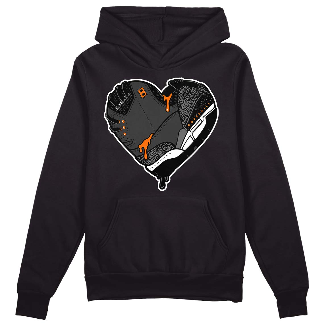 Jordan 3 Retro 'Fear Pack' DopeSkill Hoodie Sweatshirt Heart Jordan 3 Graphic Streetwear - Black