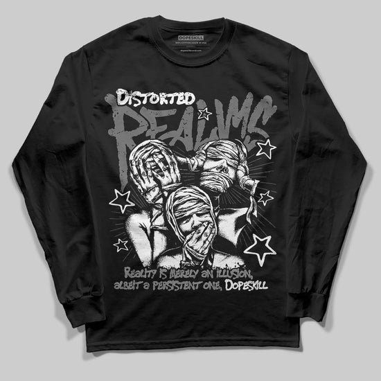 Jordan 4 “Black Cat” (2025) DopeSkill Long Sleeve T-Shirt Distorted Realms Graphic Streetwear - Black