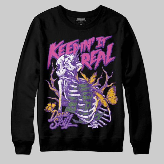 PURPLE Sneakers DopeSkill Sweatshirt Keepin' It Real Graphic Streetwear - Black