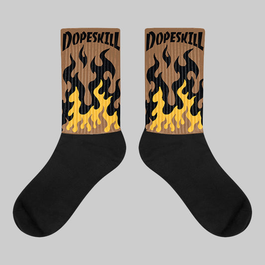 Metallic Gold 1s DopeSkill Sublimated Socks FIRE Graphic