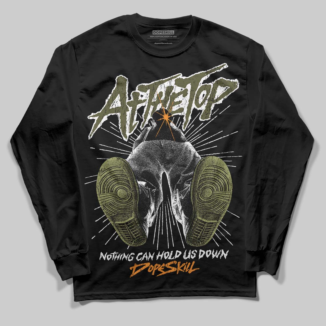 Olive Sneakers DopeSkill Long Sleeve T-Shirt Nothing Can Hold US Down Graphic Streetwear - Black