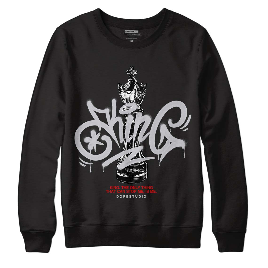 Jordan 2 Retro "Black Cement" DopeSkill Sweatshirt King Chess Graphic Streetwear - Black