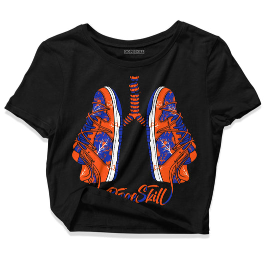 Dunk Low Futura Orange Blaze DopeSkill Women's Crop Top Breathe Graphic Streetwear - Black
