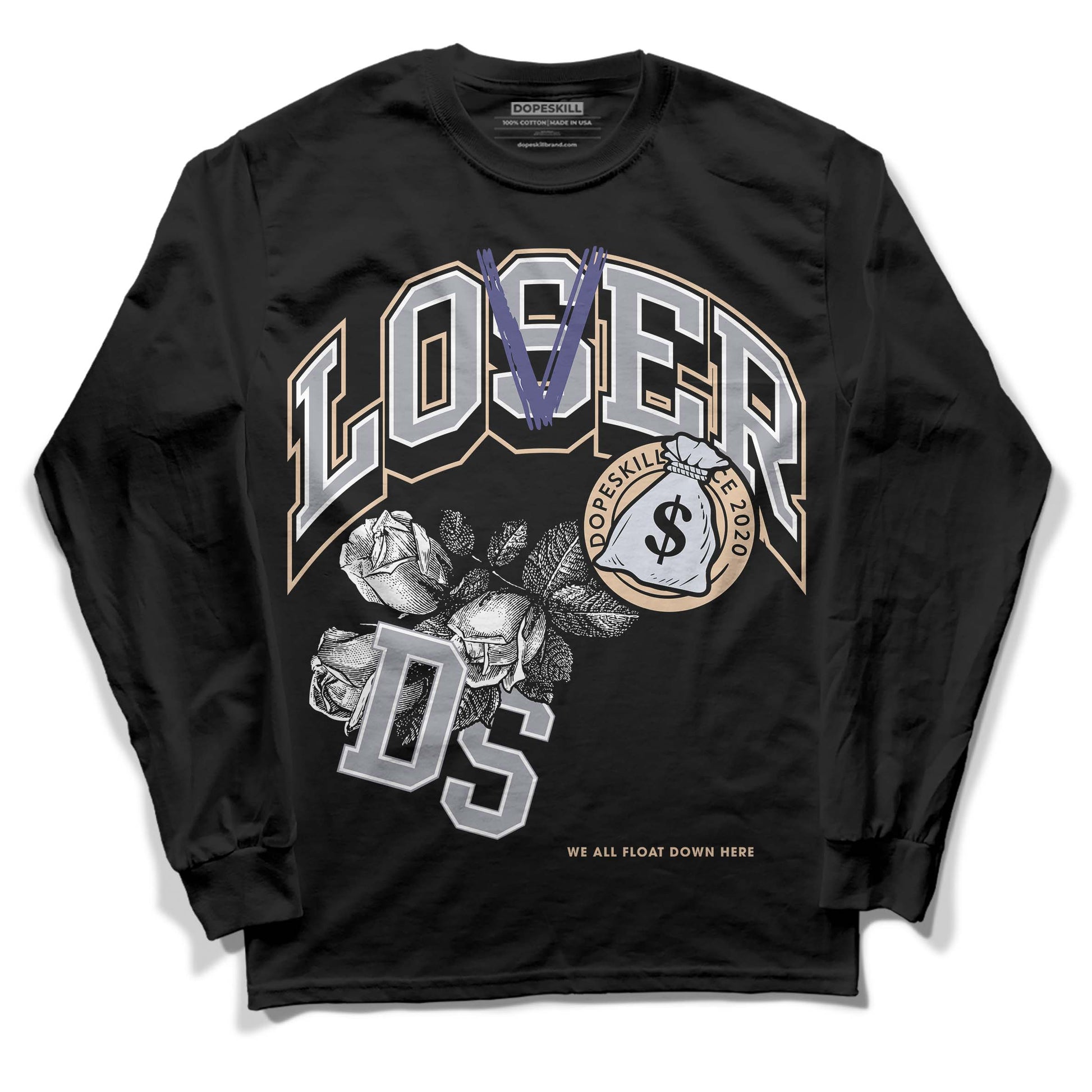 Jordan 4 Retro Frozen Moments DopeSkill Long Sleeve T-Shirt Loser Lover Graphic Streetwear - Black 