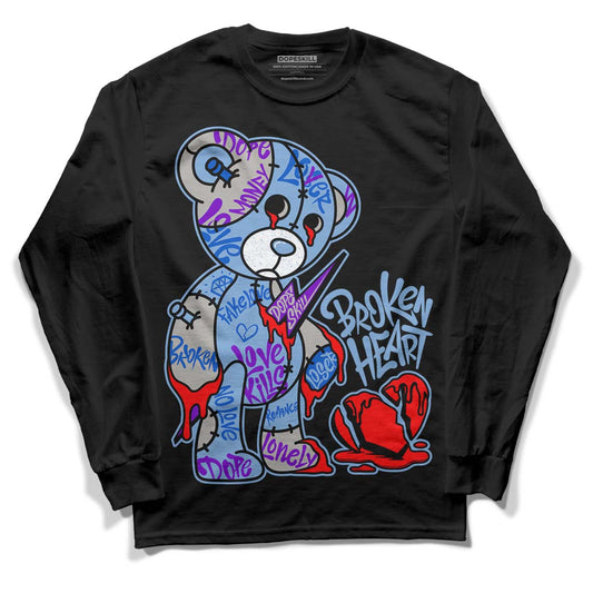 Jordan 5 Retro University Blue DopeSkill Long Sleeve T-Shirt Broken Heart Graphic Streetwear - Black