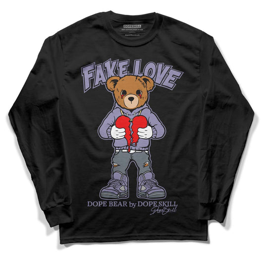 Jordan 5 Retro Low Indigo Haze DopeSkill Long Sleeve T-Shirt Fake Love Graphic Streetwear - Black