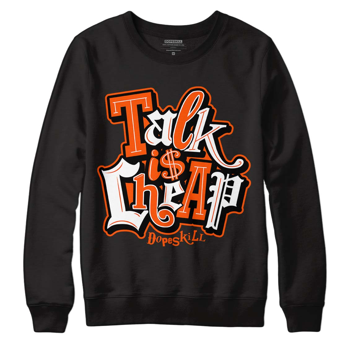 MSCHF Super Normal 2 Orange Milk DopeSkill Sweatshirt Talk Is Chip Graphic Streetwear - Black