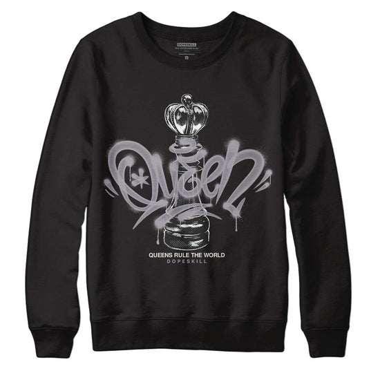 Jordan 2 Cement Grey DopeSkill Sweatshirt Queen Chess Graphic Streetwear - Black