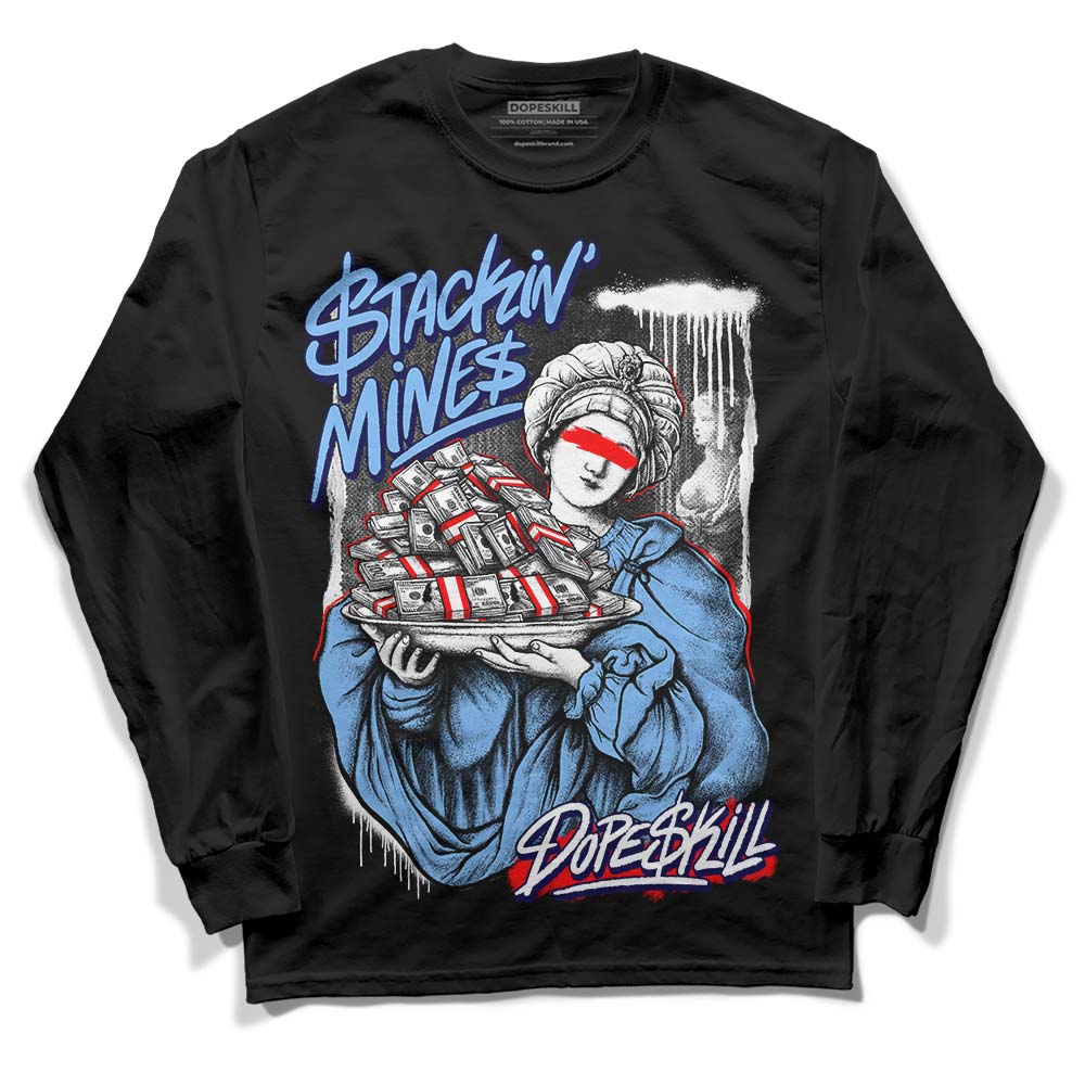 Jordan 9 Powder Blue DopeSkill Long Sleeve T-Shirt Stackin Mines Graphic Streetwear - Black