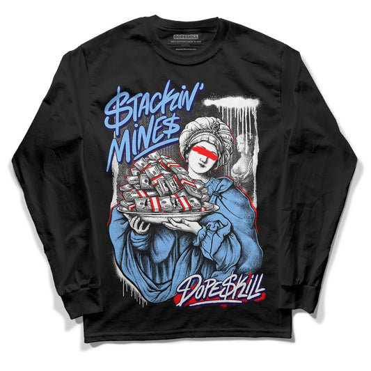 Jordan 9 Powder Blue DopeSkill Long Sleeve T-Shirt Stackin Mines Graphic Streetwear - Black