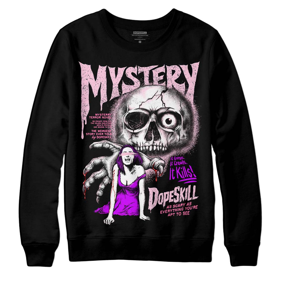 Dunk LX Pink Foam DopeSkill Sweatshirt Mystery Ghostly Grasp Graphic Streetwear - Black