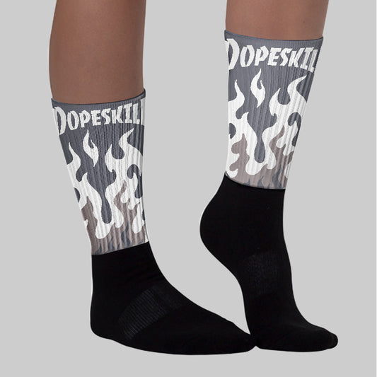 Leather Curb Sneakers White Anthracite DopeSkill Sublimated Socks FIRE Graphic