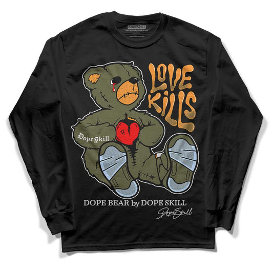 Jordan 5 "Olive" DopeSkill Long Sleeve T-Shirt Love Kills Graphic Streetwear - Black