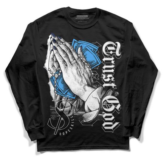 Jordan Spiz’ike Low “White/Obsidian” DopeSkill Long Sleeve T-Shirt Trust God Graphic Streetwear - Black