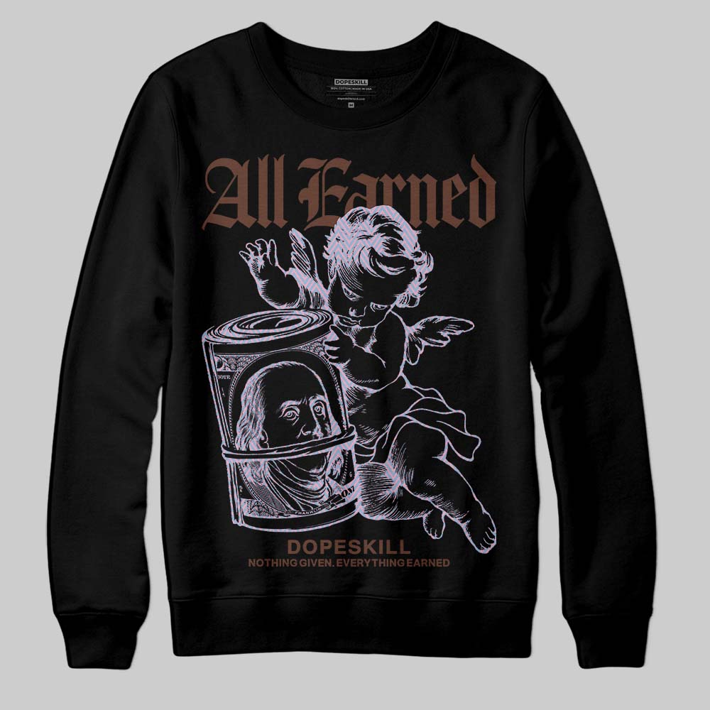 Harris Tweed x Dunk Low Denim Turquoise and Baroque Brown DopeSkill Sweatshirt All Earned Graphic Streetwear - Black