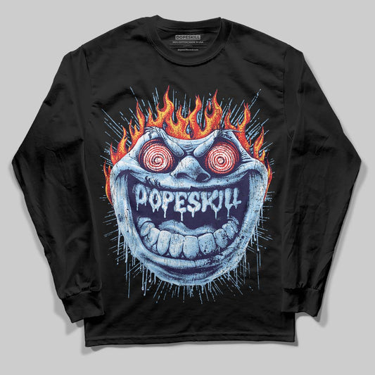 University Blue Sneakers DopeSkill Long Sleeve T-Shirt Hellfire Graphic Streetwear - black