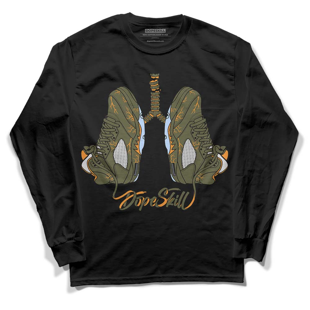 Jordan 5 "Olive" DopeSkill Long Sleeve T-Shirt Breathe Graphic Streetwear - Black