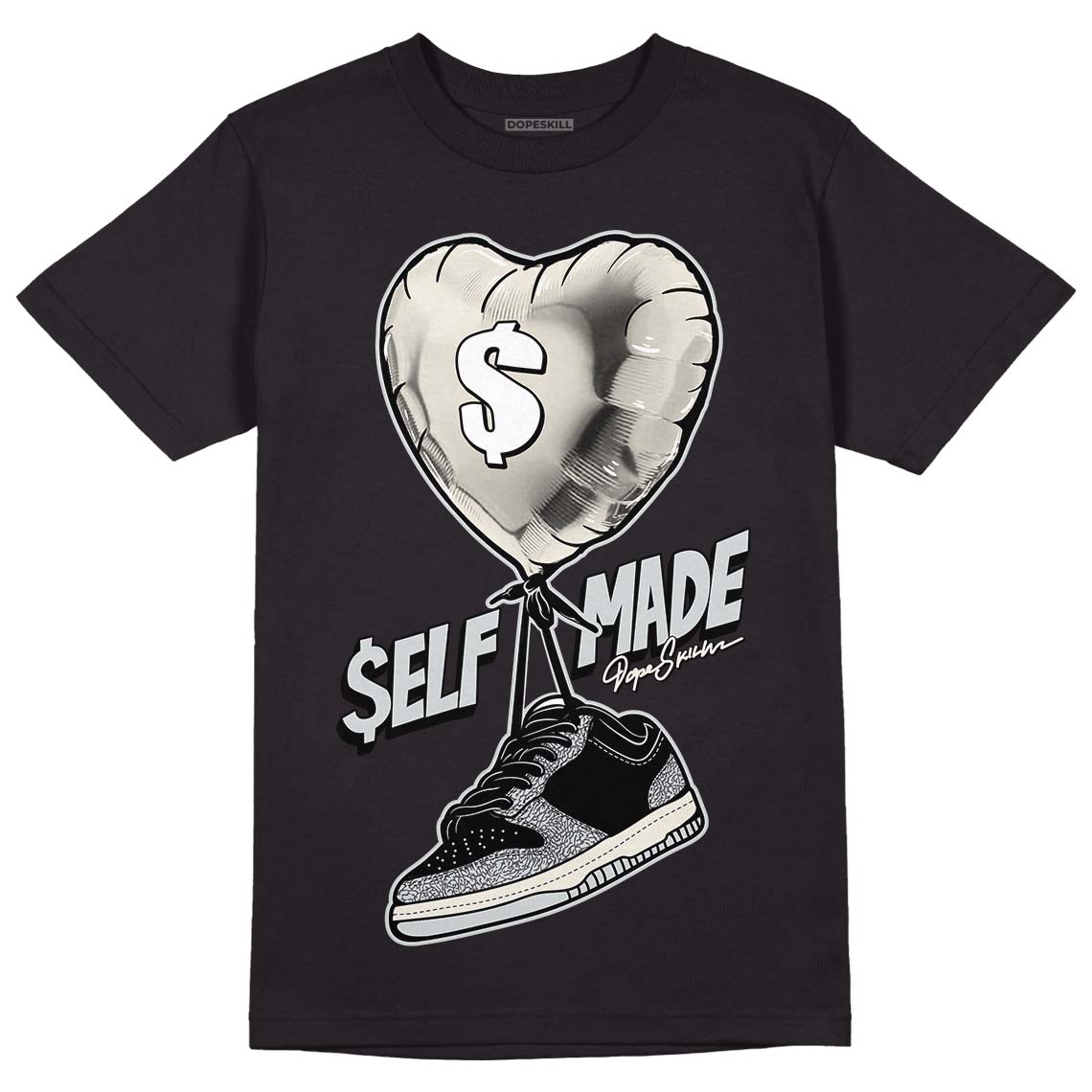 Jordan 1 Retro Low OG Black Cement DopeSkill T-Shirt Self Made Graphic Streetwear - Black