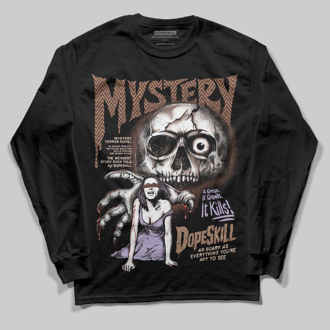 Harris Tweed x Wmns Dunk Low 'Sesame' DopeSkill Long Sleeve T-Shirt Mystery Ghostly Grasp Graphic Streetwear - Black