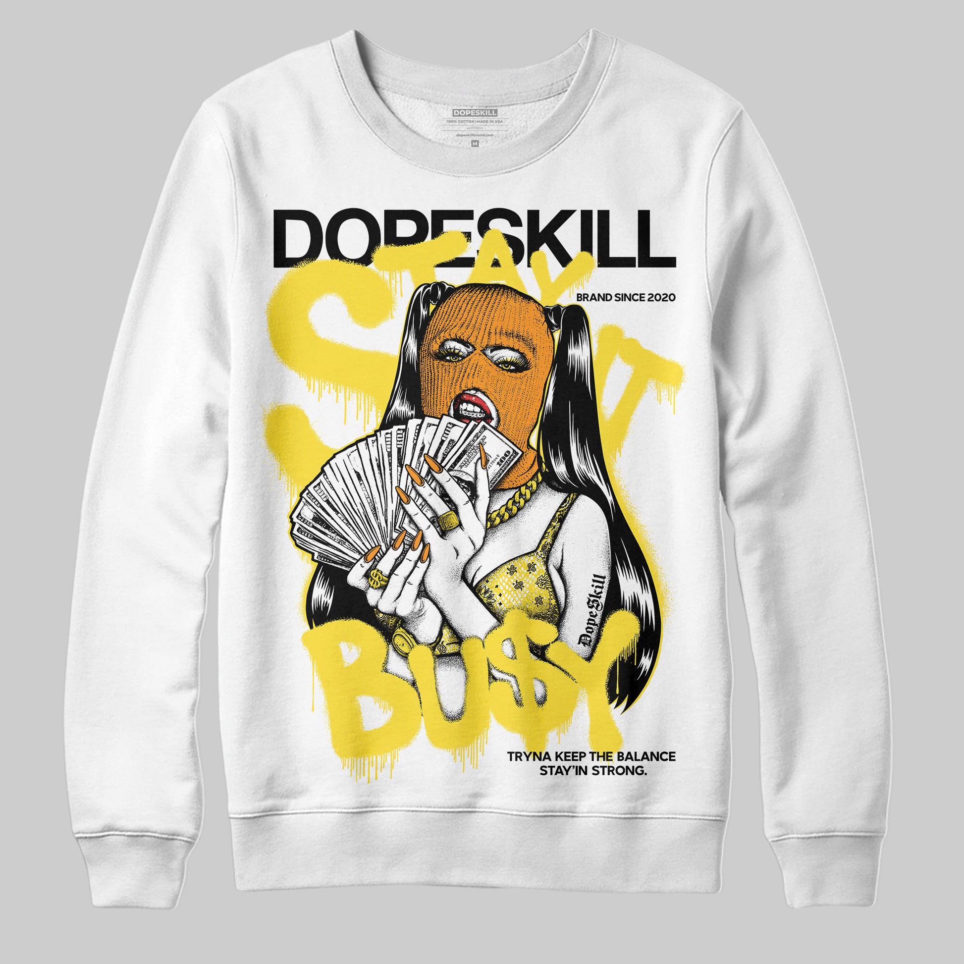 Jordan 11 Low 'Yellow Snakeskin' DopeSkill Sweatshirt Stay It Busy Graphic Streetwear - White