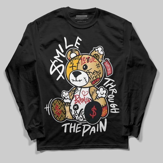 Jordan 12 Retro 'Taxi' 2025 DopeSkill Long Sleeve T-Shirt Smile Through The Pain Graphic Streetwear - Black