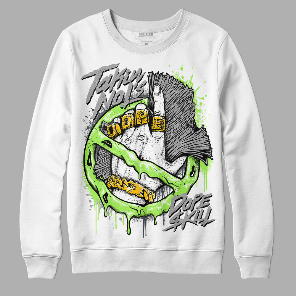 Jordan 5 Green Bean DopeSkill Sweatshirt Takin No L's Graphic Streetwear - White