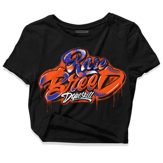 Dunk Low Futura Orange Blaze DopeSkill Women's Crop Top Rare Breed Type Graphic Streetwear - Black