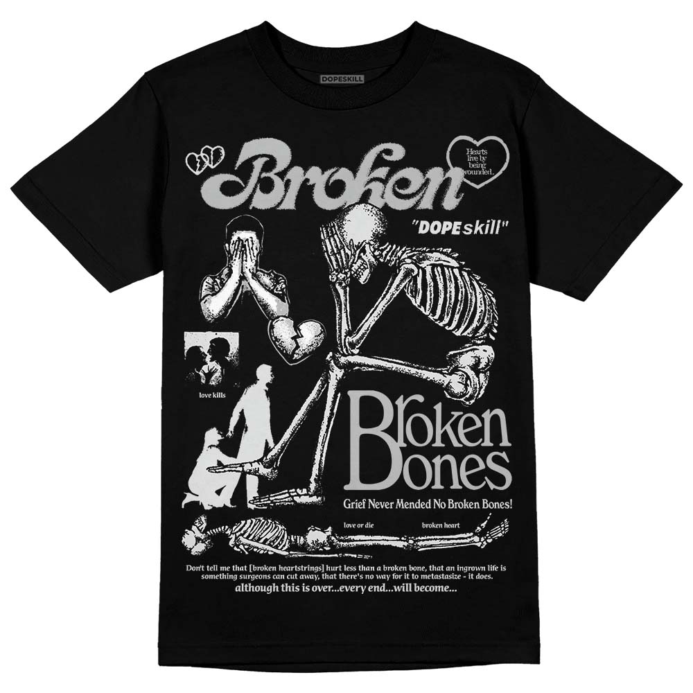 Dunk Low Cool Grey DopeSkill T-Shirt Broken Bones Graphic Streetwear - Black