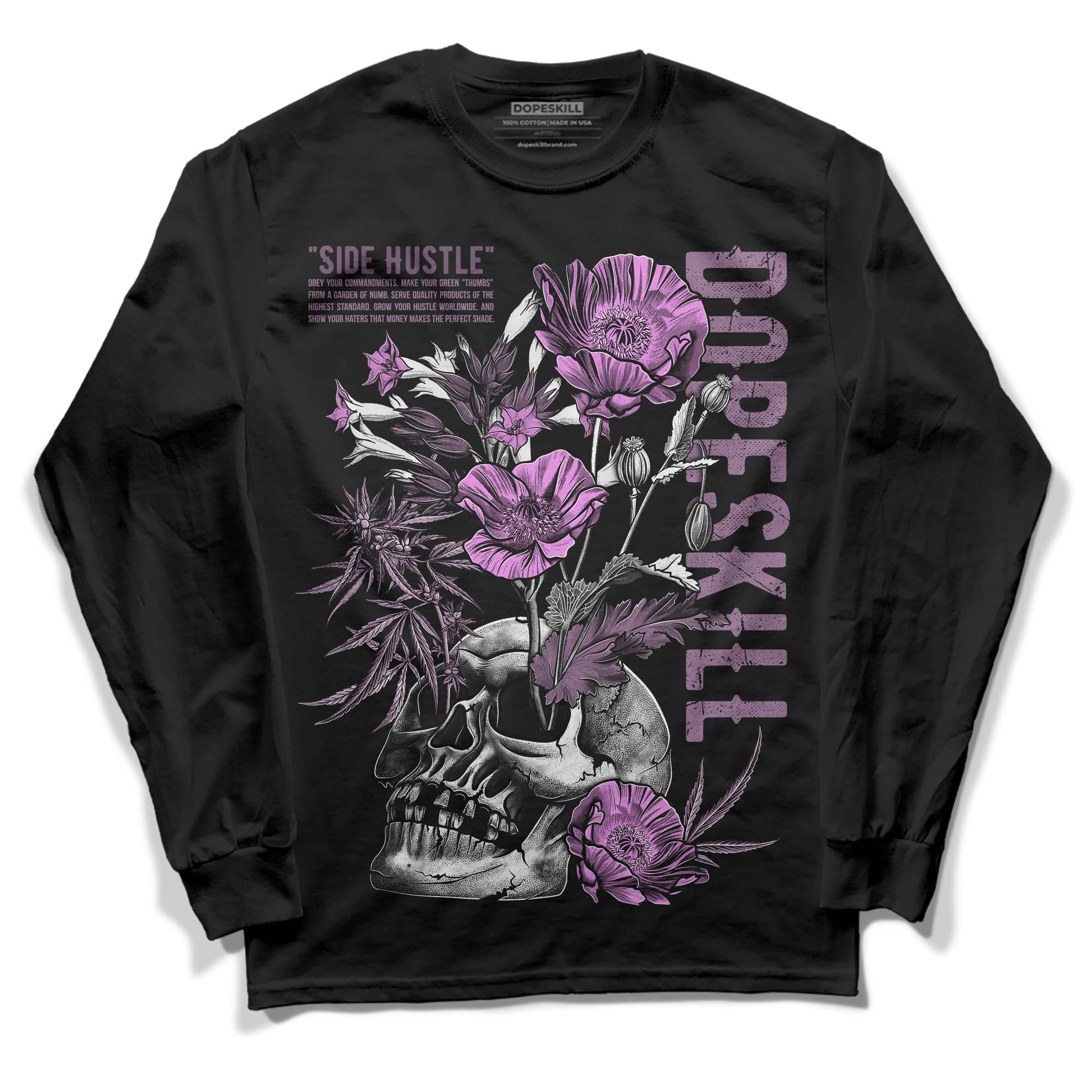 Jordan 2 “Mauve/Off-Noir” DopeSkill Long Sleeve T-Shirt Side Hustle Graphic Streetwear - Black