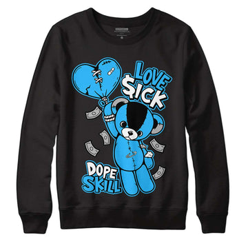 Jordan 2 Low "University Blue" DopeSkill Sweatshirt Love Sick Graphic Streetwear - Black