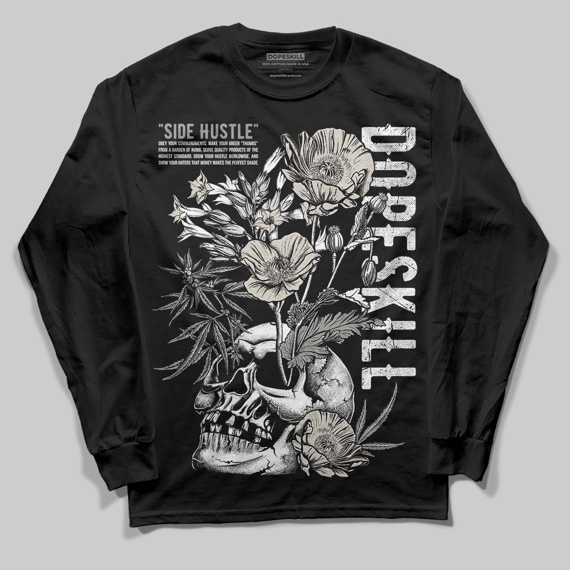 Jordan 3 Retro Pure Money DopeSkill Long Sleeve T-Shirt Side Hustle Graphic Streetwear - Black