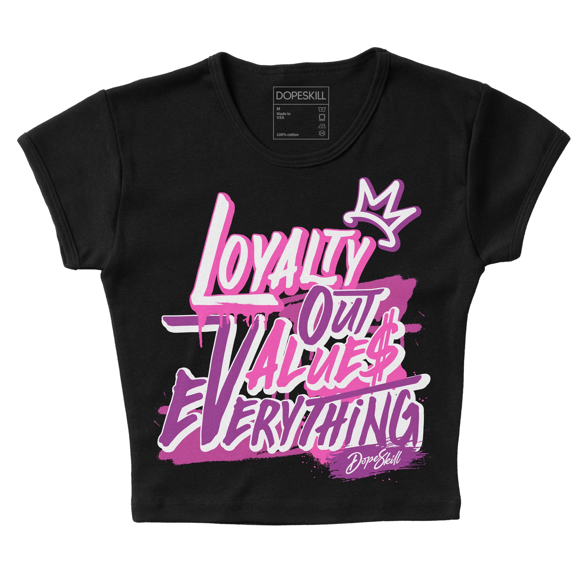 Jordan 4 GS “Hyper Violet” DopeSkill Women's Crop Top LOVE Graphic Streetwear - Black